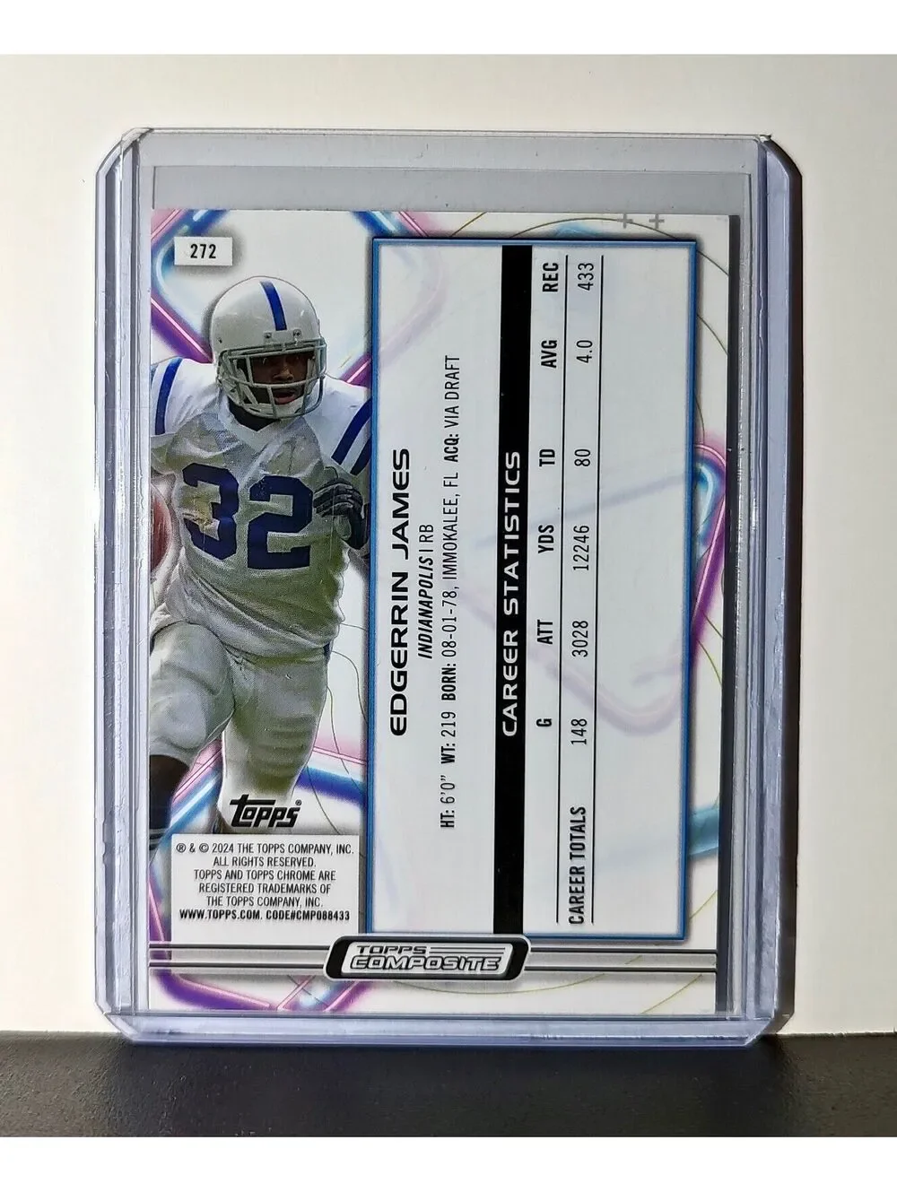 Edgerrin James 2023 Topps Chrome Cosmic NFL #272 Card Indianapolis Colts
